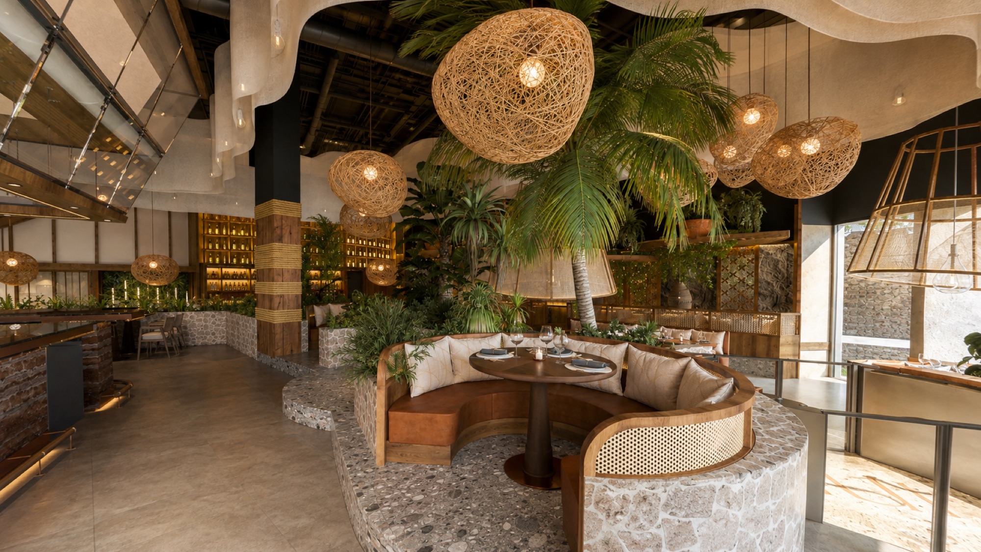 MUI's dining room and bar, seen across the floor